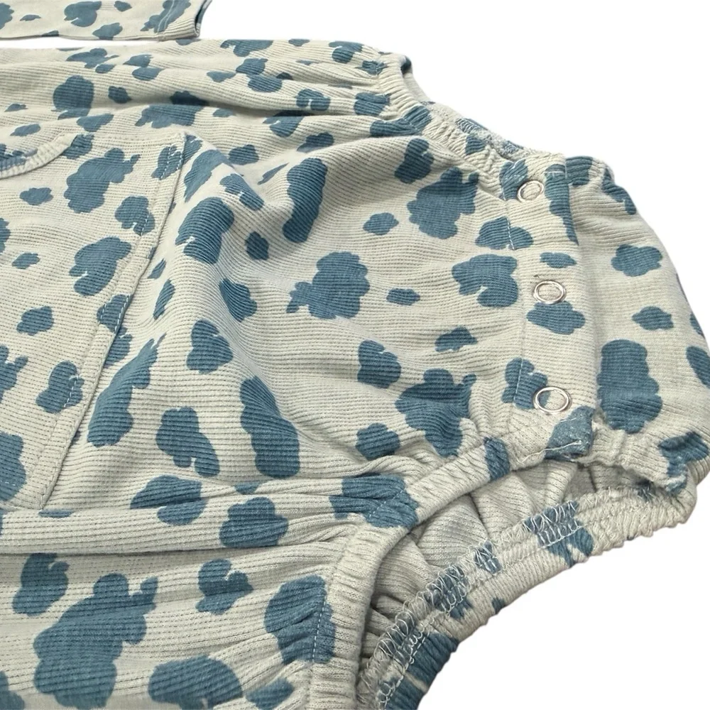 Kate Quinn Organic Cotton Cloud Scatter Long Sleeve Kanga Bubble Onesie. 2T, NWT